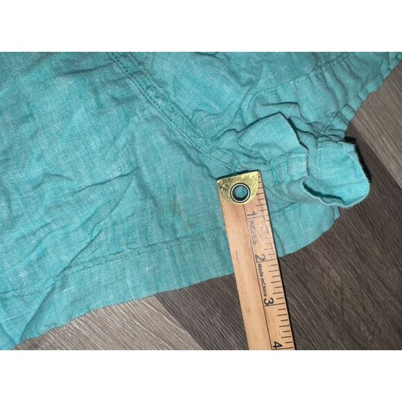 Womens C&C California Aqua Linen Shorts Size L Elastic Waist & Drawstring - Picture 5 of 6